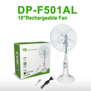 DP-F501AL, 18" Rechargeable Fan with Remote & LED - Image 1