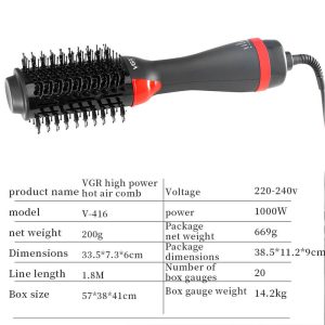VGR V-416, Personal Care 2 In 1 Hot Air Brush Smooth Comb - Image 3