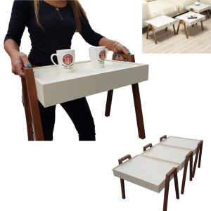 3 Pcs Wooden Coffee Table Set - Image 2