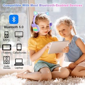 Fidget Bubbles Cute Cat Ear Wireless Headset with LED Light - Image 1
