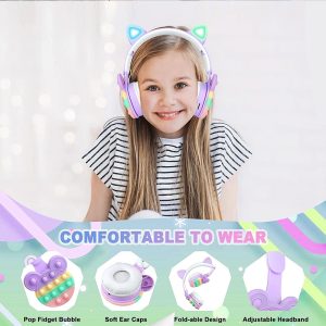 Fidget Bubbles Cute Cat Ear Wireless Headset with LED Light - Image 3
