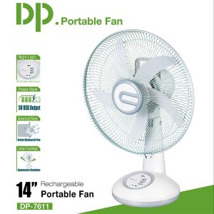 DP-7611, 14-inch Rechargeable Table Fan AC DC with LED Light - Image 1