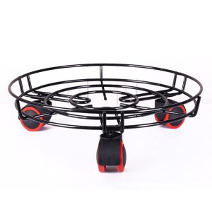 Metal Gas Cylinder Holder with 3-Moving Wheels ( Black ) - Image 5