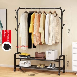 Clothing Hanger Stand, 1 Clothes Rail, 2 Storage shelf - Image 5