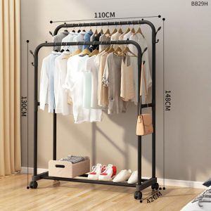 Clothing Hanger Stand, 2 Clothes Rail, 1 Storage shelf - Image 1