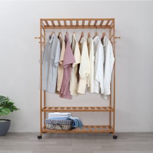 Wooden Clothes Rack With Wheels - Image 2