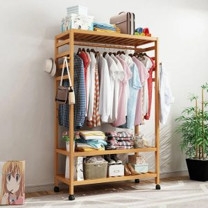 Wooden Clothes Rack With Wheels - Image 3
