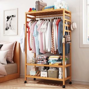 Wooden Clothes Rack With Wheels - Image 4
