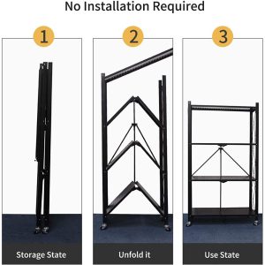 5 Tier Foldable Storage Shelves with Wheels - Image 6