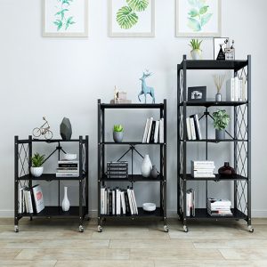 5 Tier Foldable Storage Shelves with Wheels - Image 5