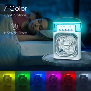 Portable Air Cooler Diffuser Desk Fan With LED Night Light & Timer - Image 8