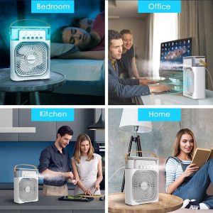 Portable Air Cooler Diffuser Desk Fan With LED Night Light & Timer - Image 10
