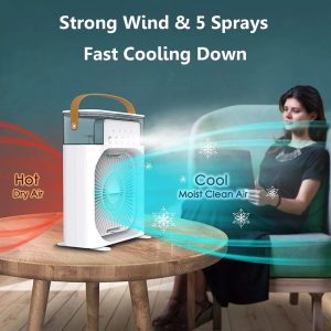 Portable Air Cooler Diffuser Desk Fan With LED Night Light & Timer - Image 11