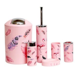 6 Piece Flamingo Bathroom Set - Image 1