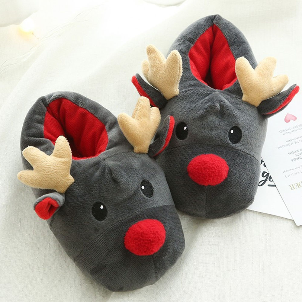 Christmas Deer Soft Stuffed Plush Slippers TezkarShop Official