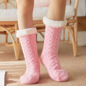 Women Slipper Socks Winter Warm Fleece - Image 3