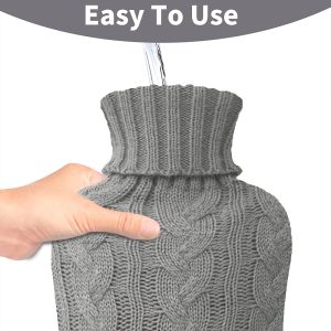 Rubber Hot Water Bottle with Cover Knitted - Image 2