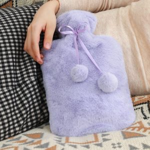 2L PVC Hot Water Bottle With Fluffy Cover (L32 x W20)cm - Image 4