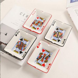 Creative Card Game Ceramic Ashtray - Image 1