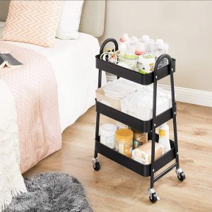 3 Tier Metal Utility Cart Rolling - Image 3