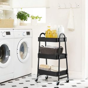 3 Tier Metal Utility Cart Rolling - Image 2