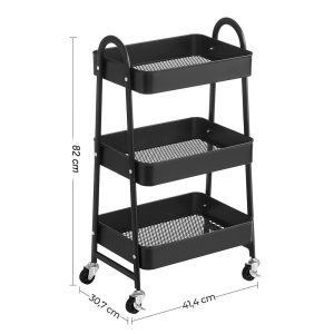 3 Tier Metal Utility Cart Rolling - Image 1