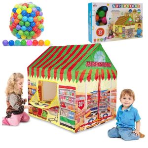 Super Store, Tent Play House for Kids With 50Pcs Colored Ball - Image 4