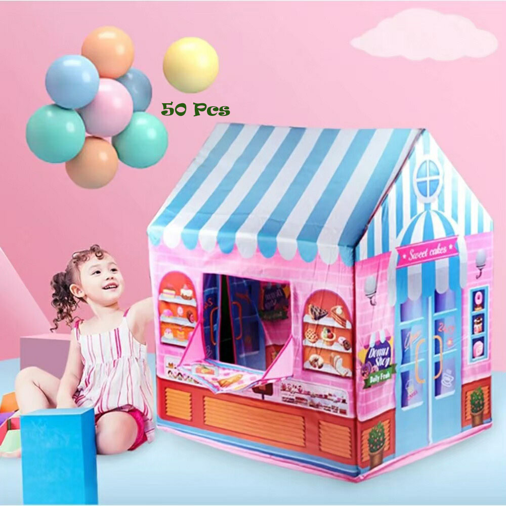 Candy House, Tent Play House for Kids With 50Pcs Colored Ball