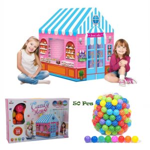 Candy House, Tent Play House for Kids With 50Pcs Colored Ball - Image 2