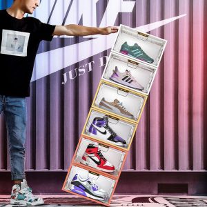Clear Drop Front Plastic Magnetic Storage Sneaker Shoe Show Box - Image 5