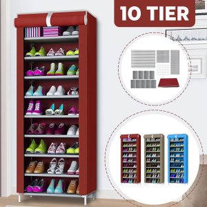 Shoe Rack 10 Layers With Printed Cover (Random Design) - Image 3