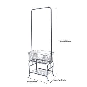 Clothes Stand Laundry Hanger, Shoe Rack & Metal Baskets - Image 2