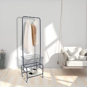 Clothes Stand Laundry Hanger, Shoe Rack & Metal Baskets - Image 1