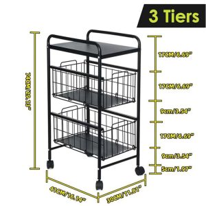 Kitchen Floor Fruit Bowls with Wheel Carbon Storage Rack - Image 6