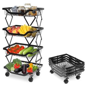 Foldable Storage Basket Organizer with Rolling Wheels - Image 3