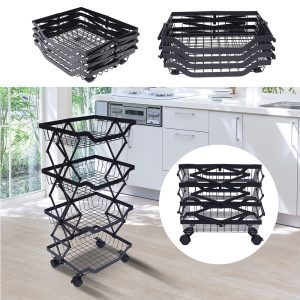 Foldable Storage Basket Organizer with Rolling Wheels - Image 1