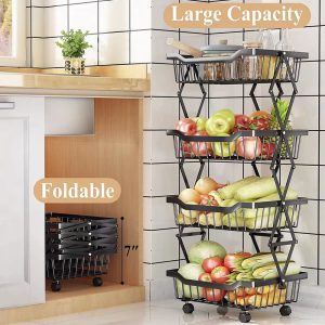 Foldable Storage Basket Organizer with Rolling Wheels - Image 4