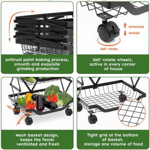 Foldable Storage Basket Organizer with Rolling Wheels - Image 7