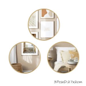 27cm Gold Mirror Wall Hanger Set of 3Pcs, HB-45-3 - Image 4