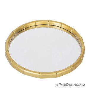 27cm Gold Mirror Wall Hanger Set of 3Pcs, HB-45-3 - Image 3