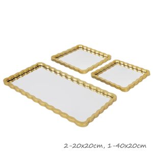 Gold Rectangle Bamboo Design Mirror Set of 3Pcs, HB-59-3 - Image 3
