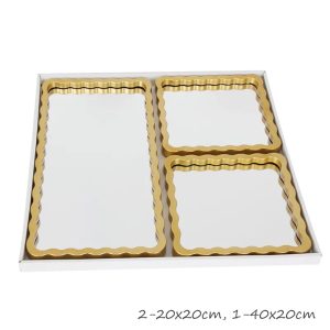 Gold Rectangle Bamboo Design Mirror Set of 3Pcs, HB-59-3 - Image 4