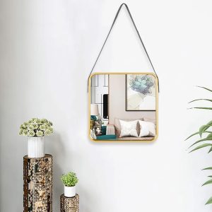 Antique Gold Square Frame Wall Hanging Mirror - Image 3
