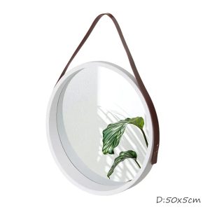 White Round Makeup Wall Mirror HB-88 - Image 1
