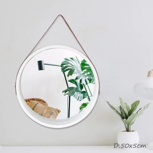 White Round Makeup Wall Mirror HB-88 - Image 2