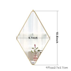 Wall Decorative Mirror Gold diamond Set of 9 Pieces, HB-100-LX9 - Image 3