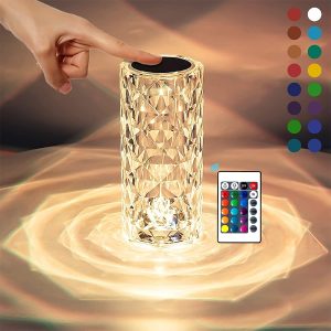 Crystal Table Lamp, 16 Colors Night Light Touching＆Remote - Image 7