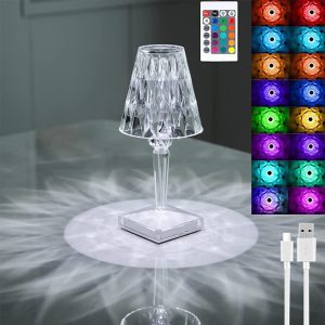 Crystal Table Lamp, 16 Colors Night Light Touching＆Remote - Image 4