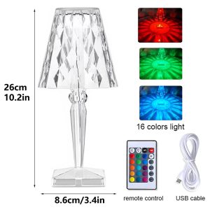 Crystal Table Lamp, 16 Colors Night Light Touching＆Remote - Image 5