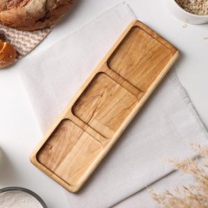Small Wooden Serving Tray with 3 Sections, - Image 3